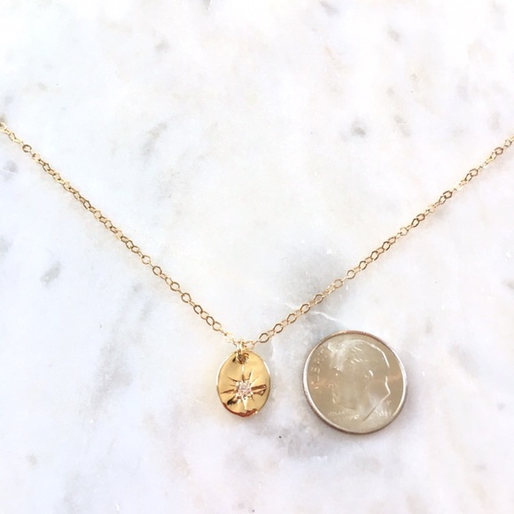 Petite North Star CZ Coin Necklace - Picture 4 of 6